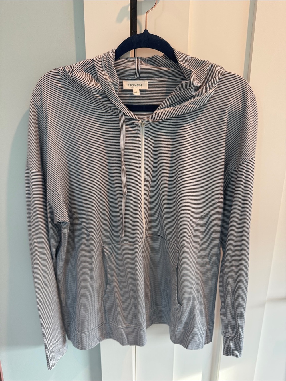 Have Men’s Light Gray Striped Zip Hoodie
